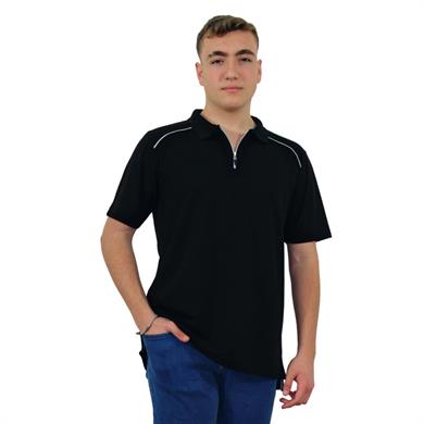 Persmont LT05Y Siyah Fermuarlı Biyeli Lakost Tişört