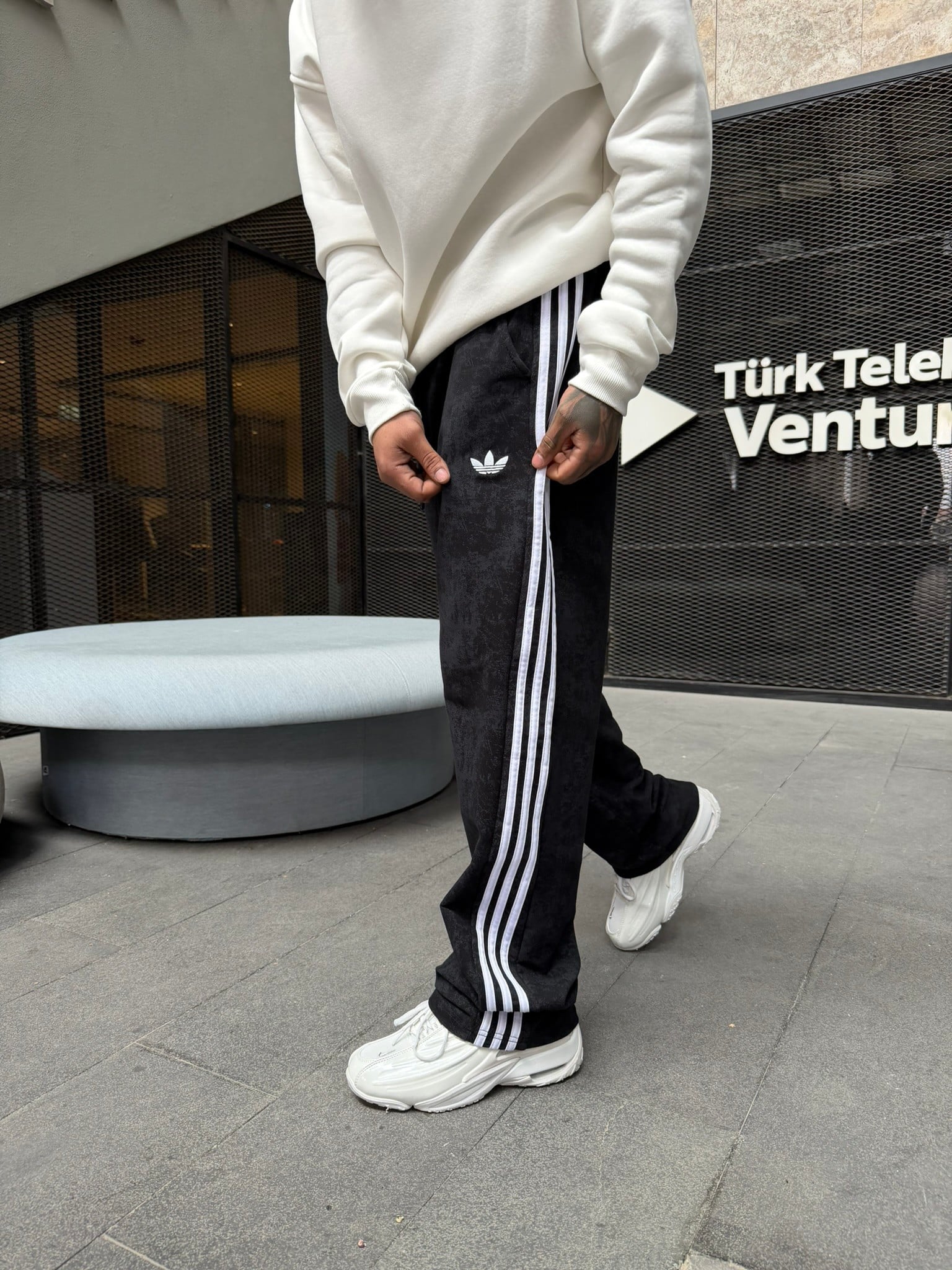 Acid Yıkamalı AD Premium Baggy Eşofman - Siyah