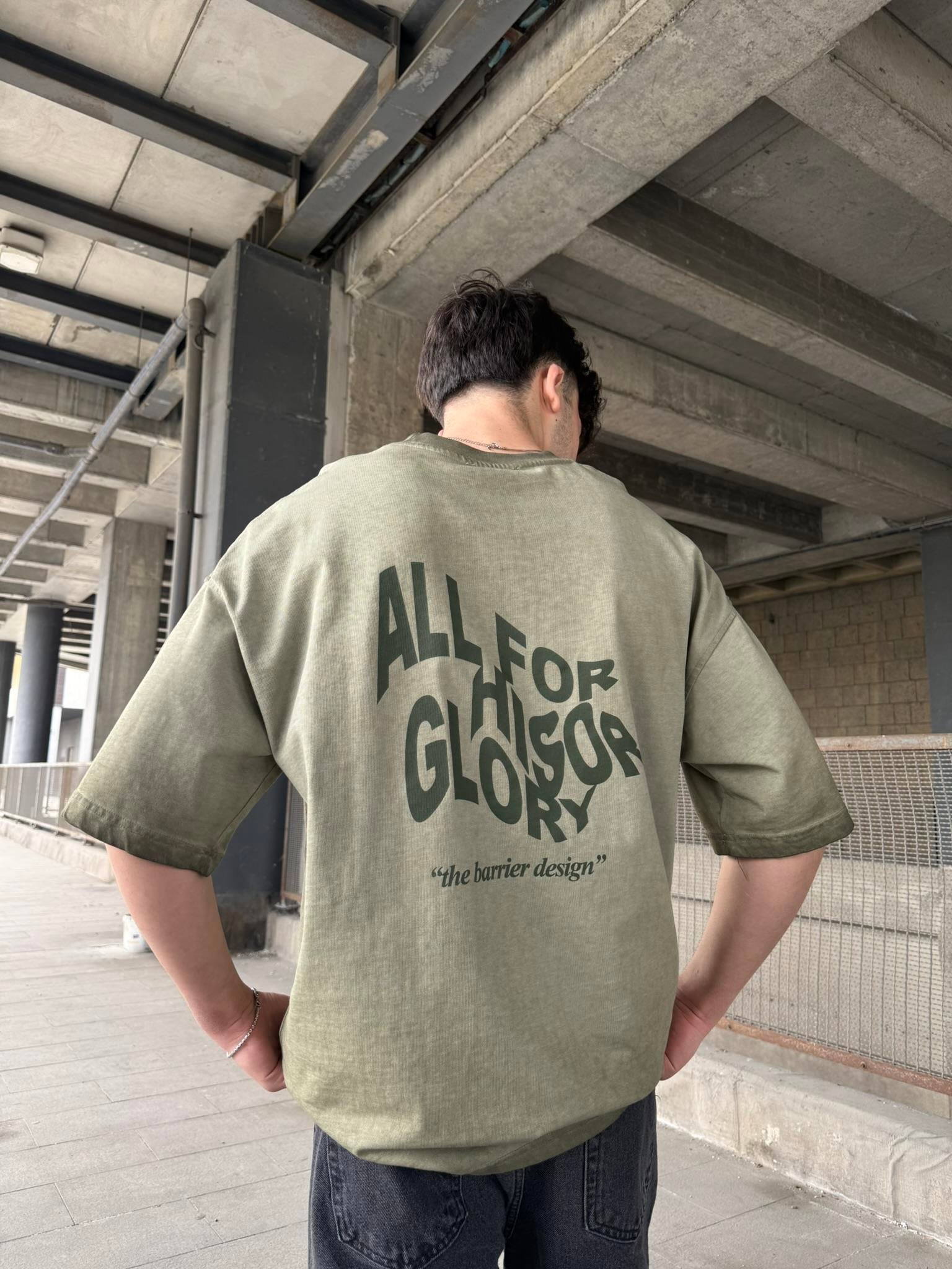 Auttlecntic Yıkamalı Oversize T-Shirt - Yeşil