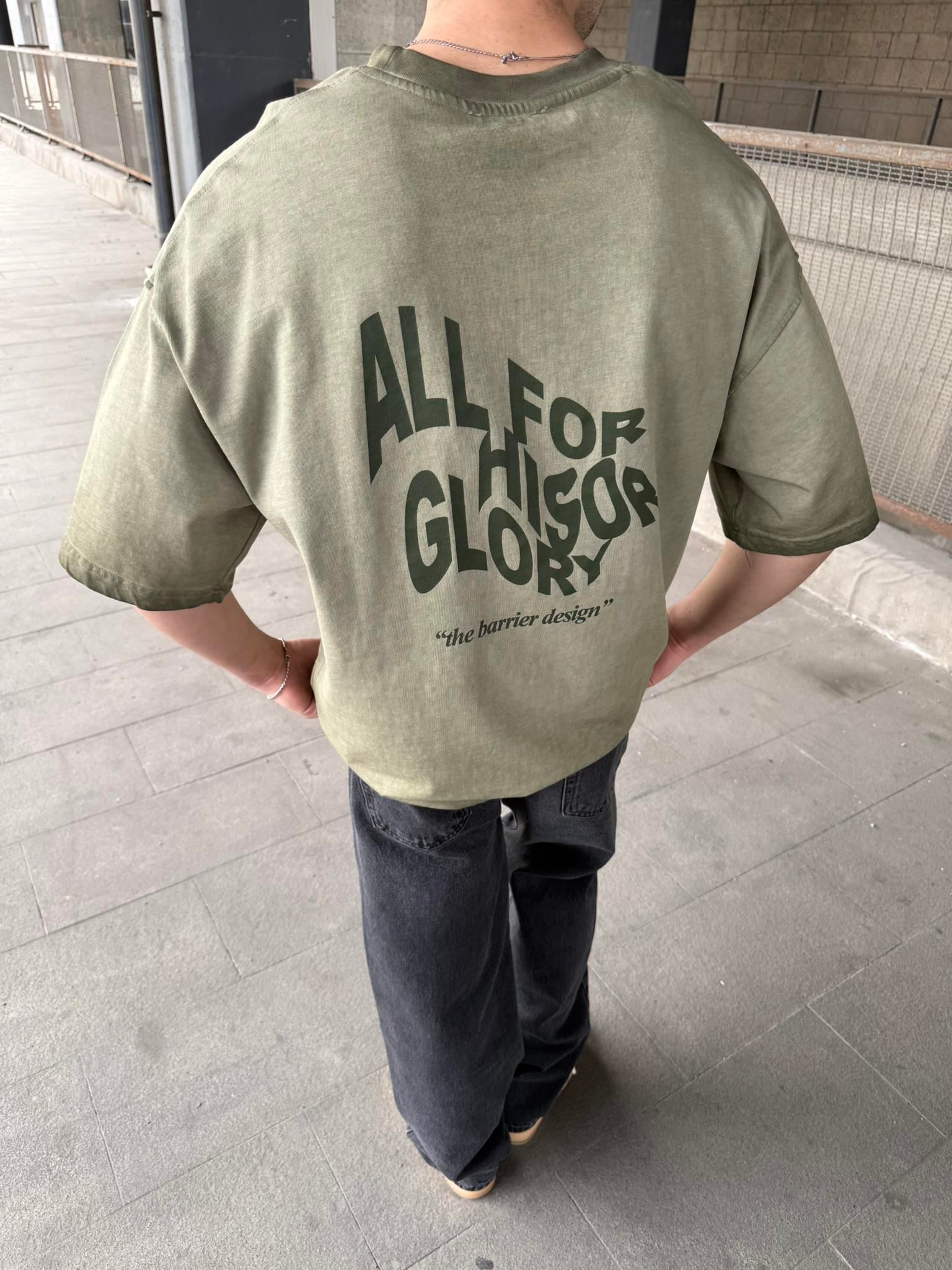 Auttlecntic Yıkamalı Oversize T-Shirt - Yeşil