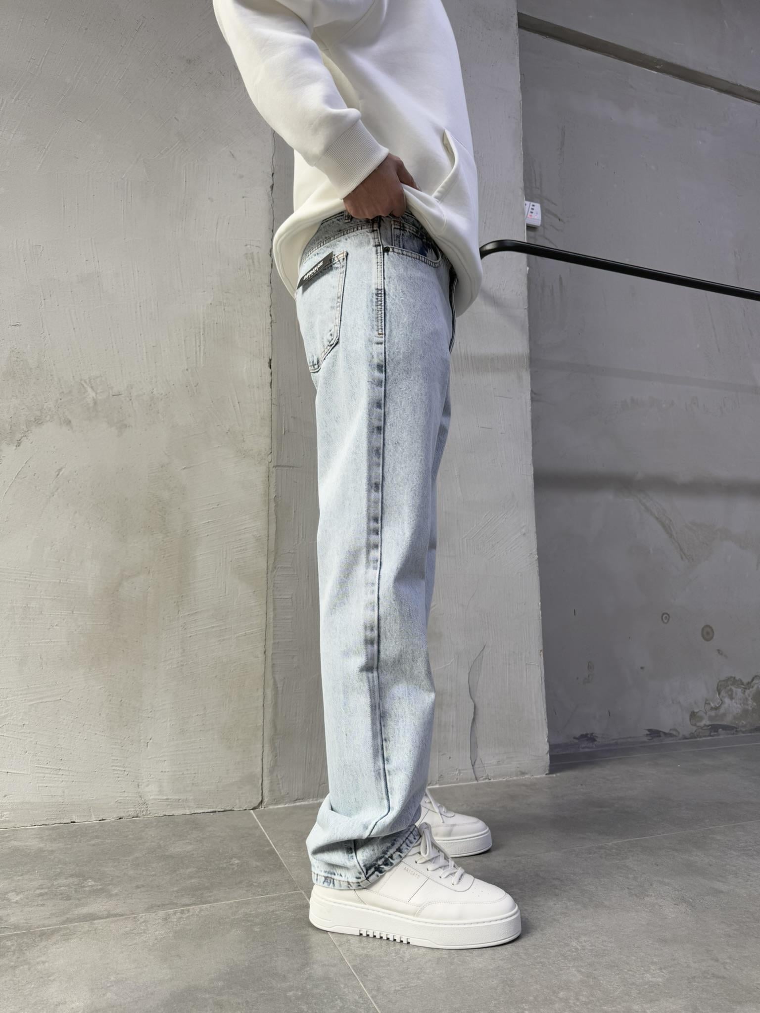 Baggy Basic Jean Pantolon A104-K4 BUZ MAVİ