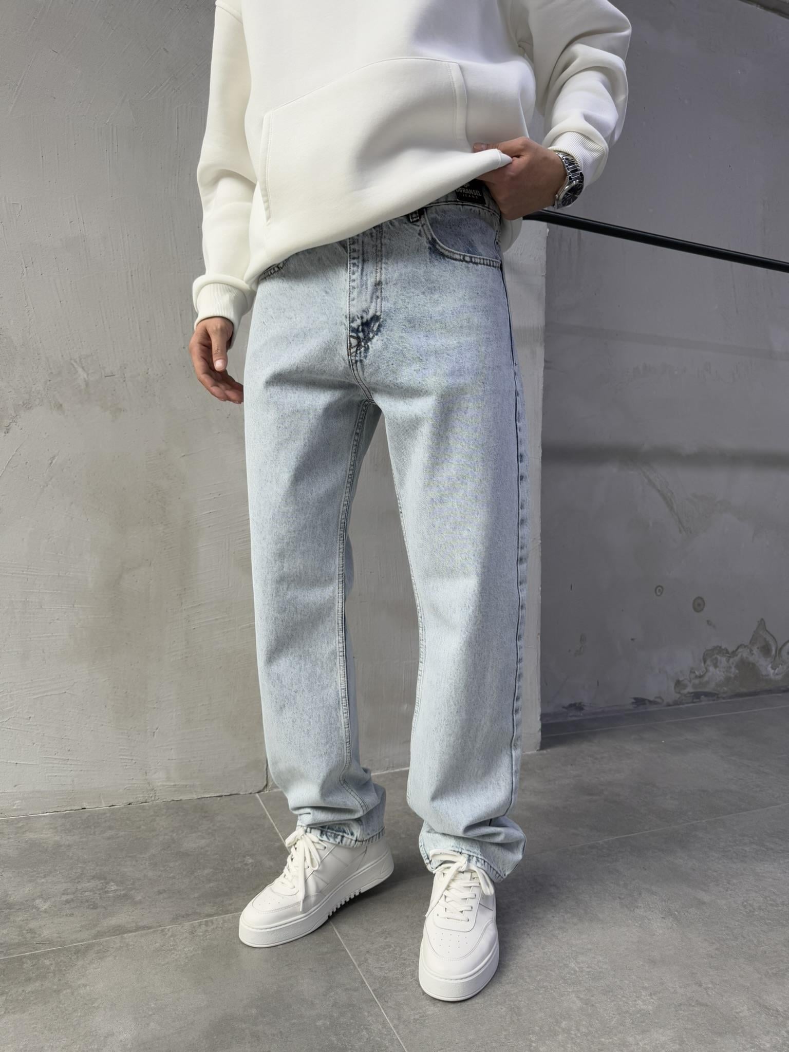 Baggy Basic Jean Pantolon A104-K4 BUZ MAVİ