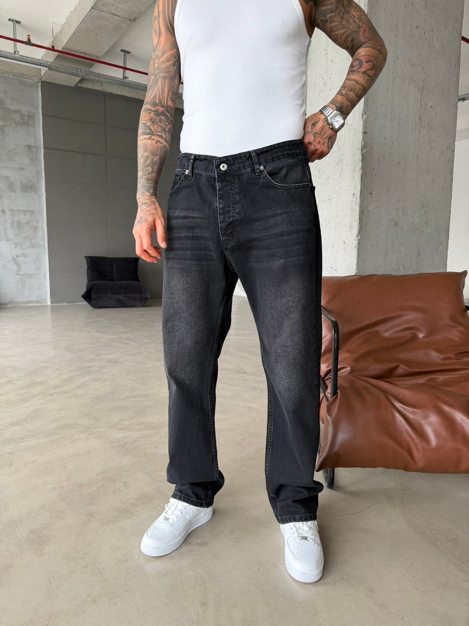 Basic Premium Baggy Pantolon - Siyah
