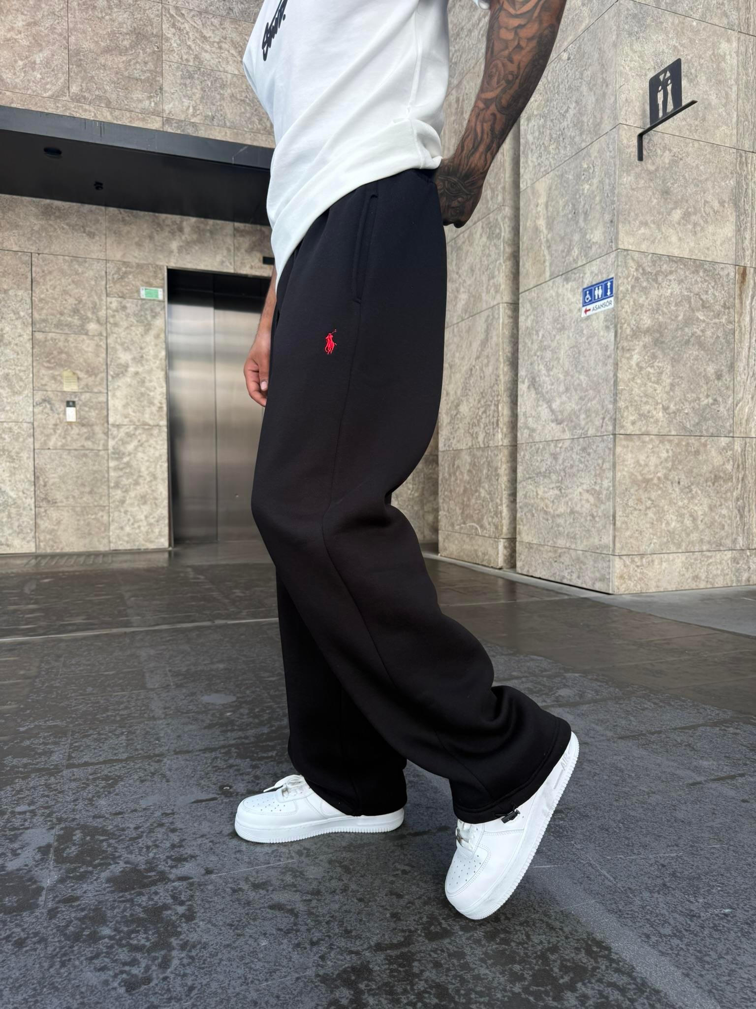 Basic Wide Baggy Eşofman - Siyah