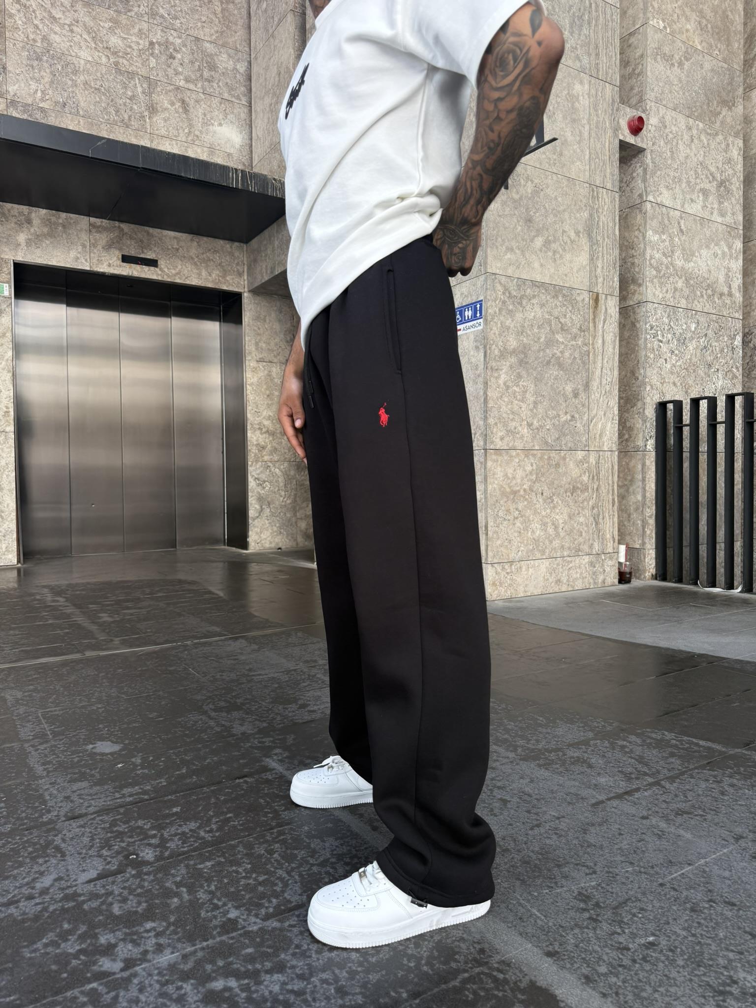 Basic Wide Baggy Eşofman - Siyah