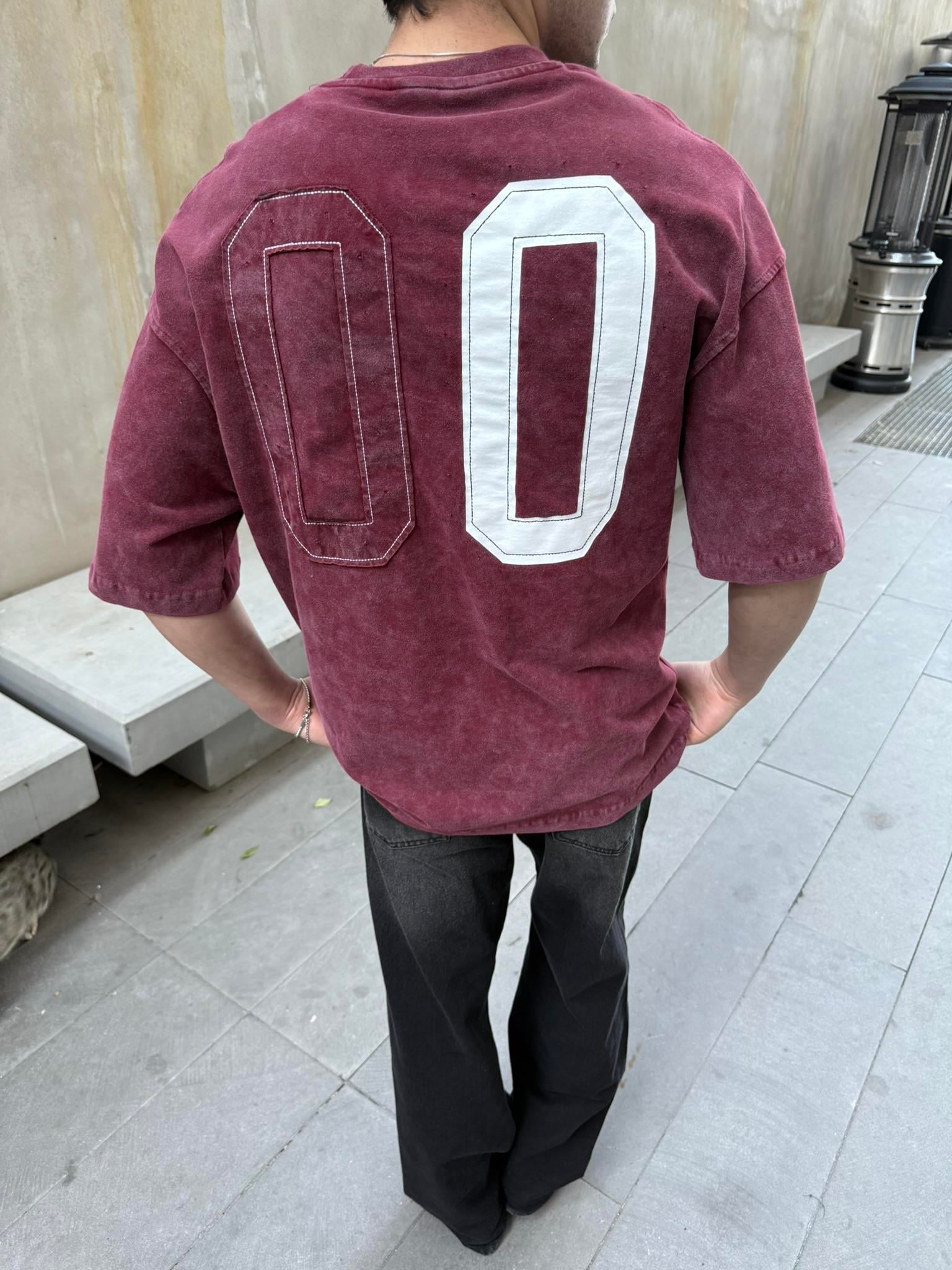 CHILL 00 Pacht Baskılı Oversize T-Shirt - Bordo