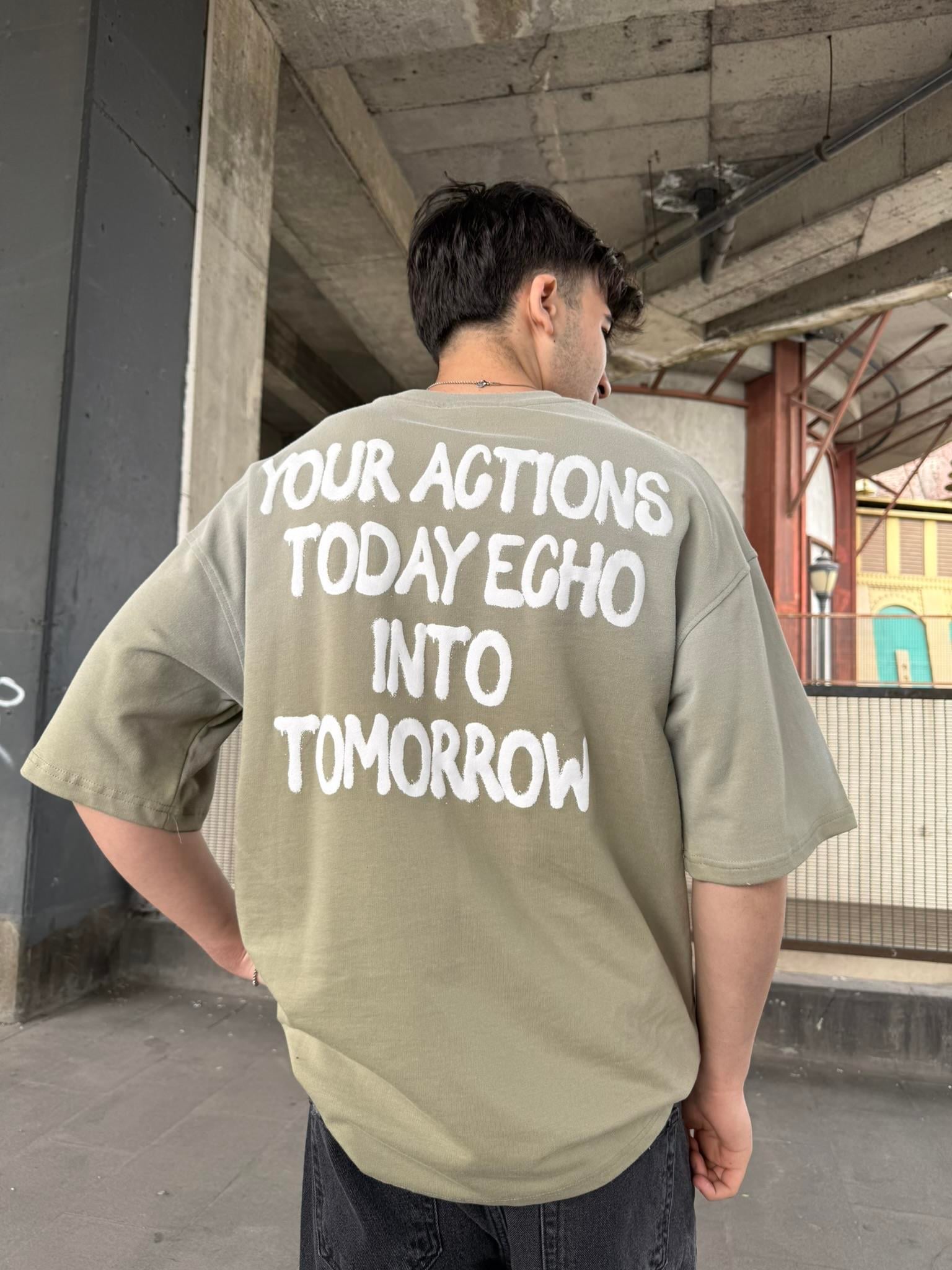 Echo Your Agtıons Spreyli T-Shirt - Haki
