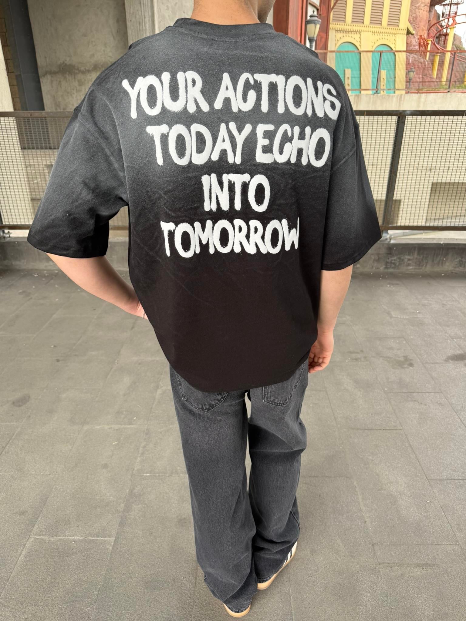 Echo Your Agtıons Spreyli T-Shirt -Siyah