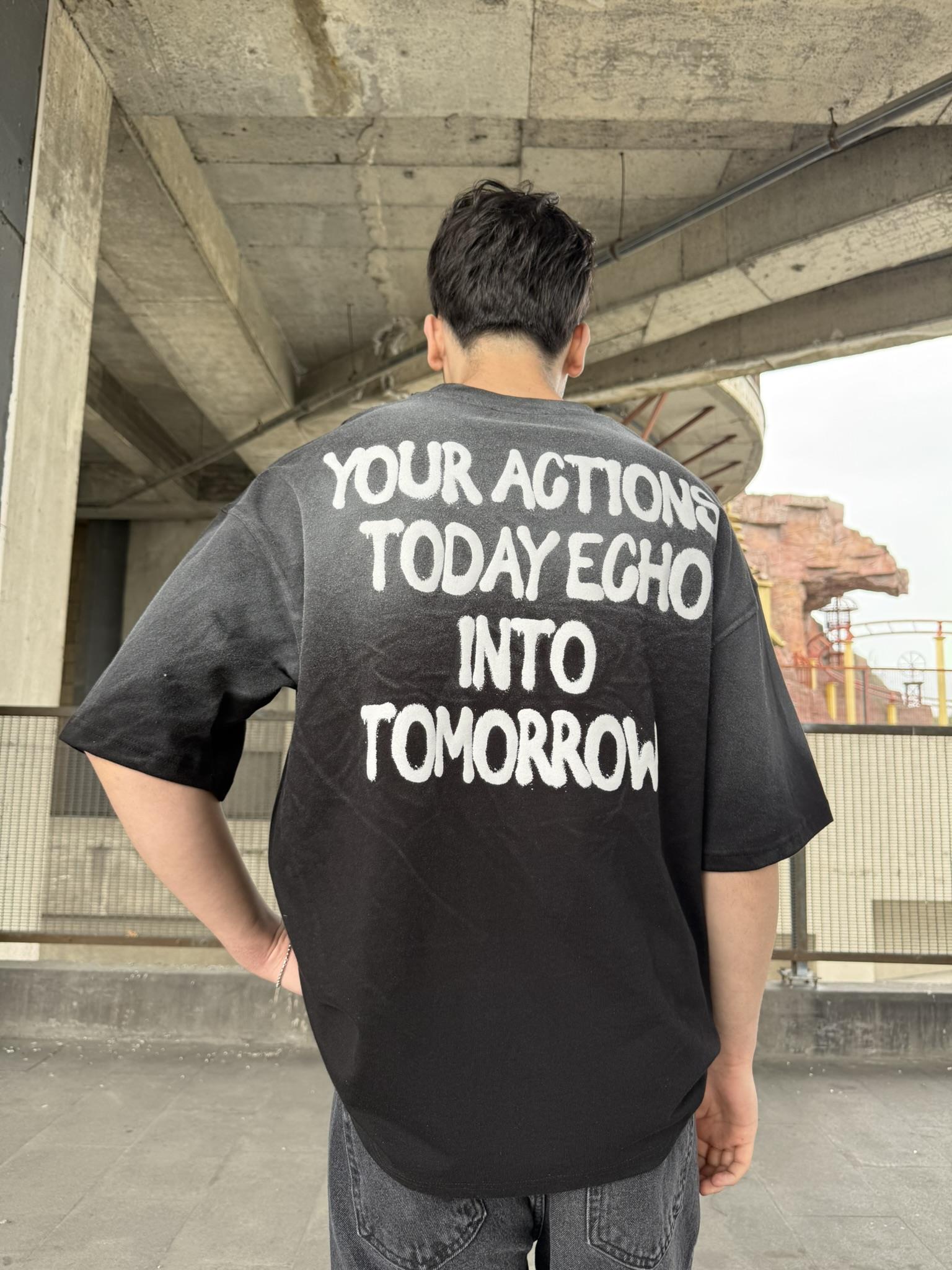 Echo Your Agtıons Spreyli T-Shirt -Siyah