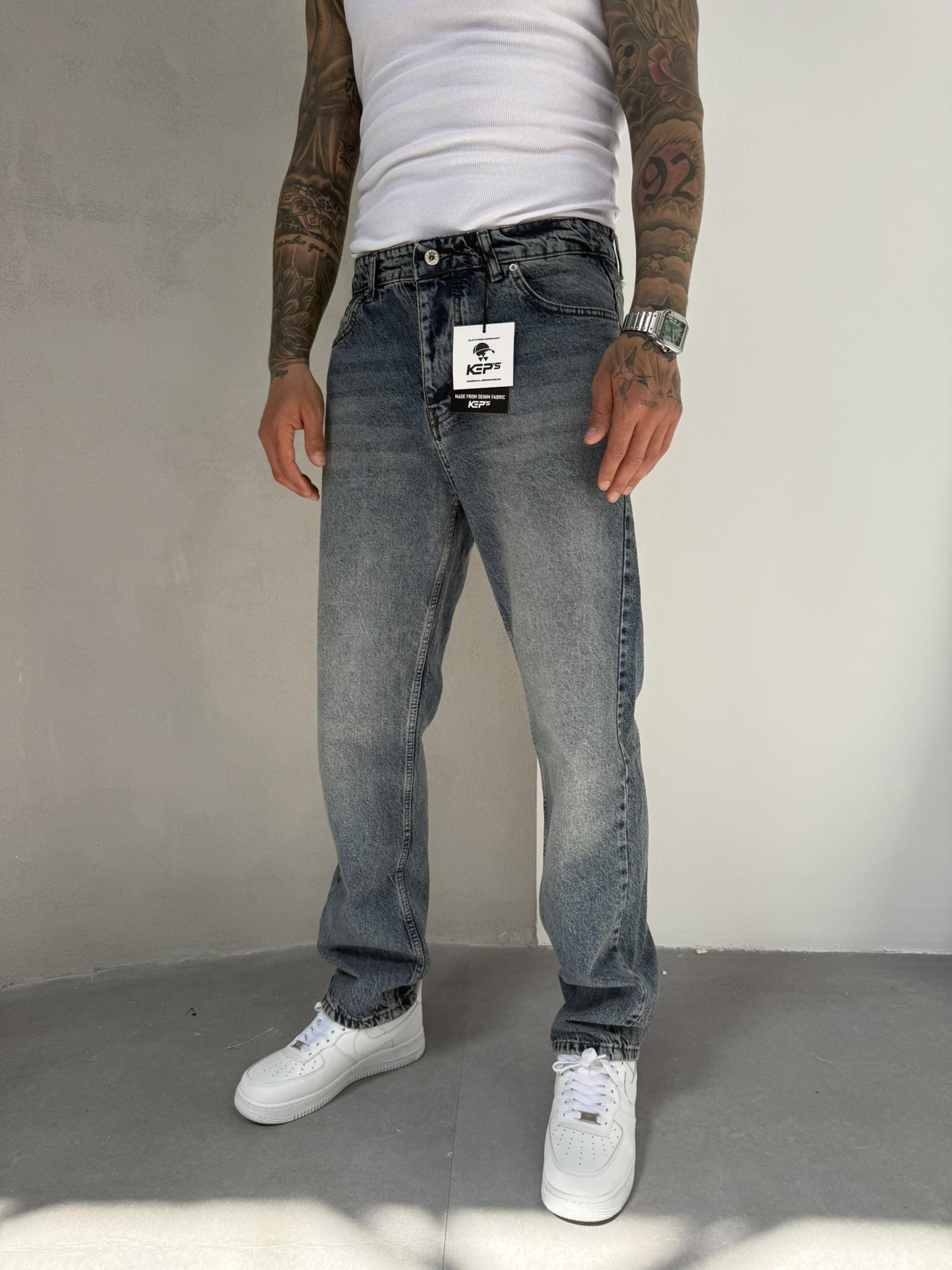 Erkek Basic Baggy Pantolon - İndigo