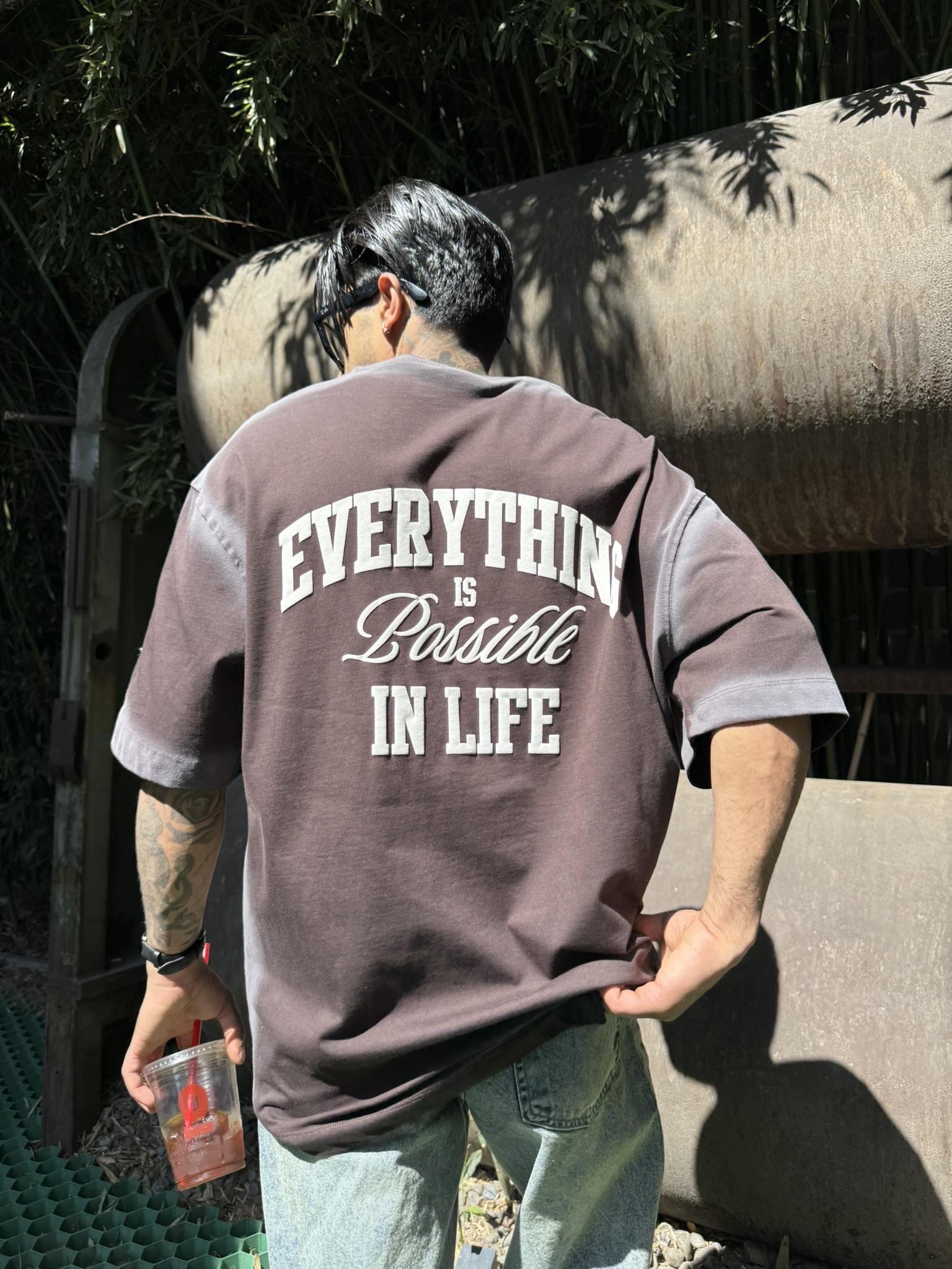 Everything  Spreyli Oversize T-Shirt  - Kahve