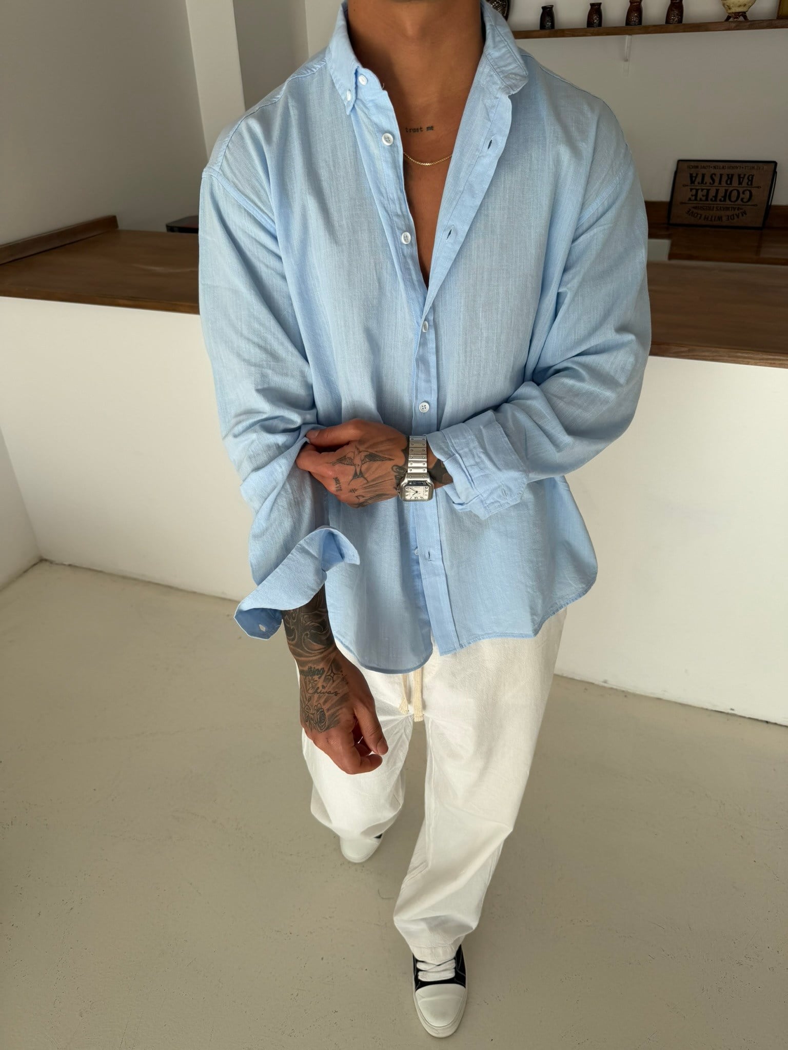 Fresh Keten Gömlek - Bebe Mavi