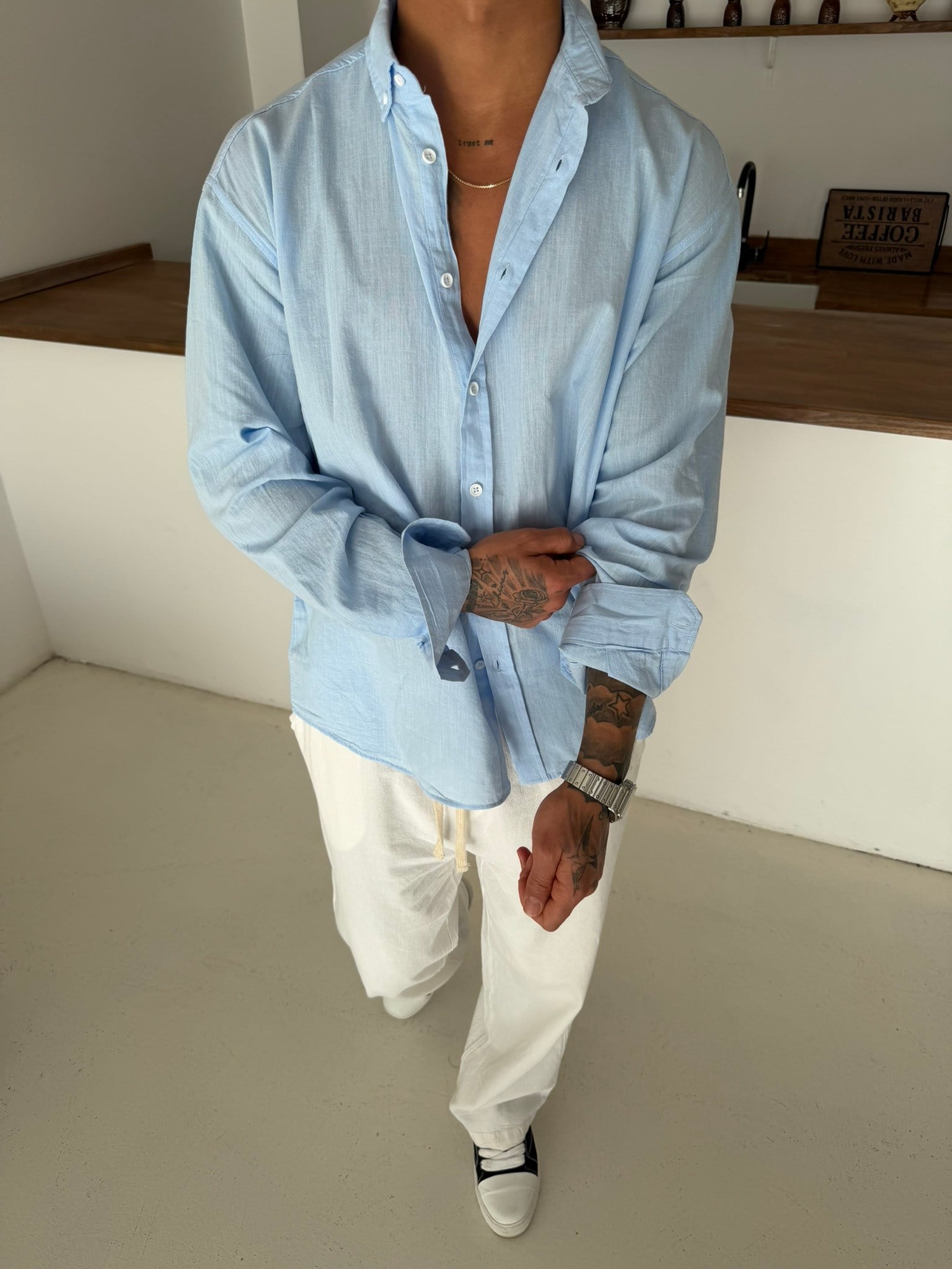 Fresh Keten Gömlek - Bebe Mavi