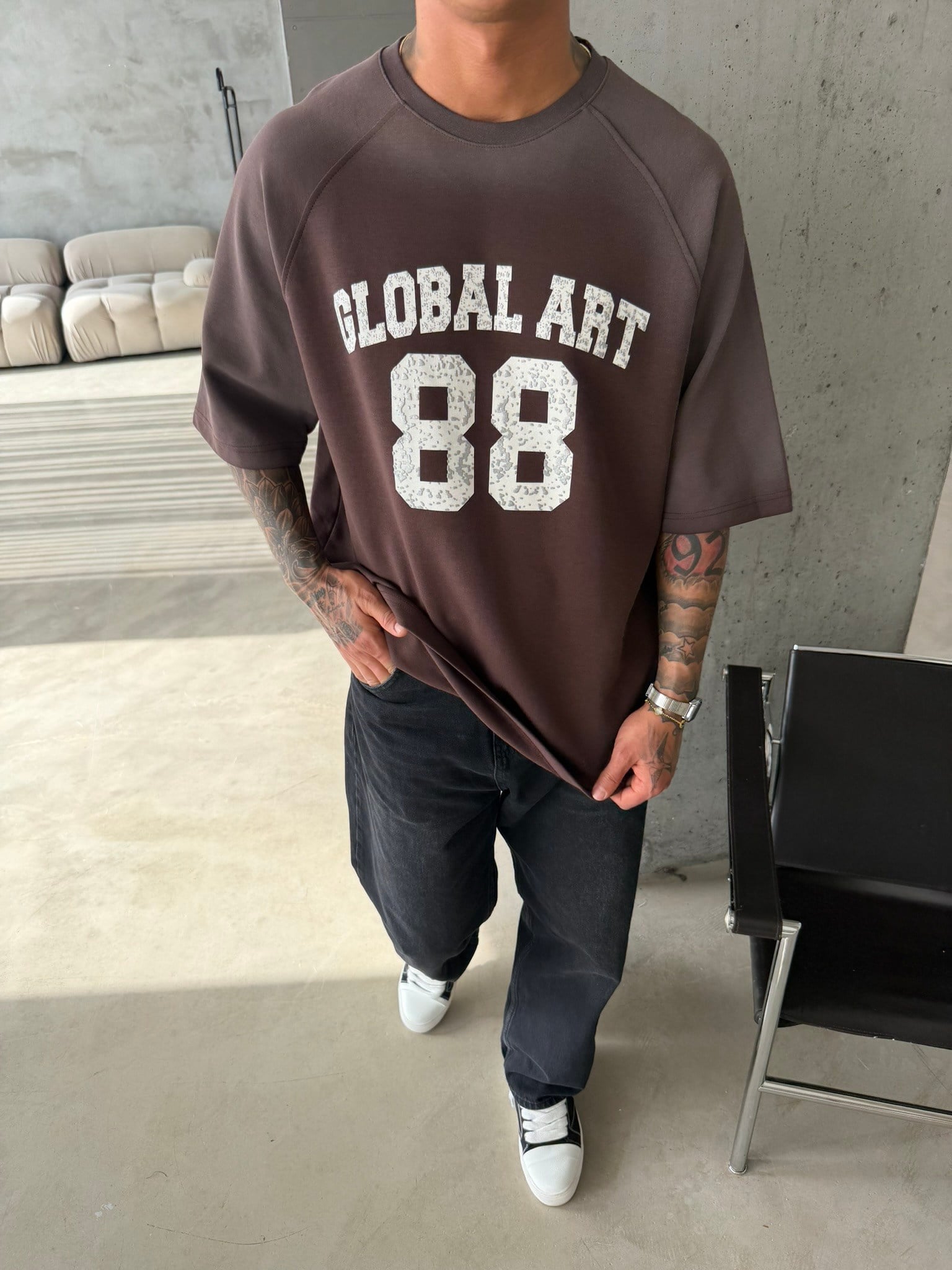 Global Art Spreyli Premium T-Shirt - Kahve