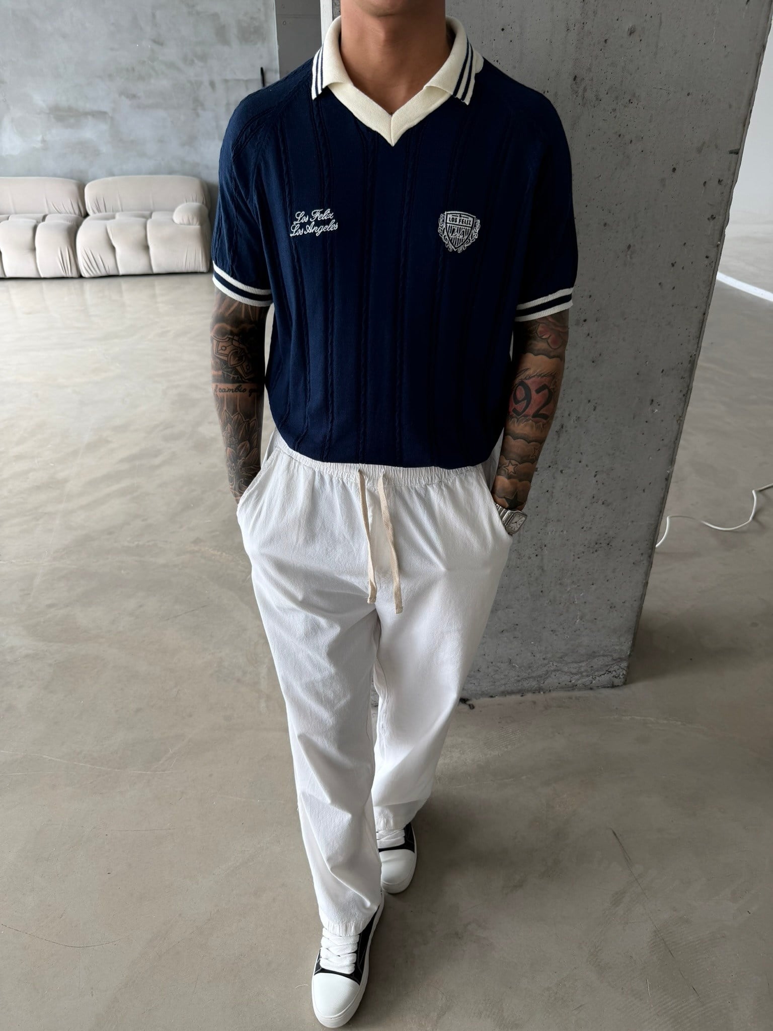 Pat Yaka Nakışlı Triko T-Shirt - Lacivert