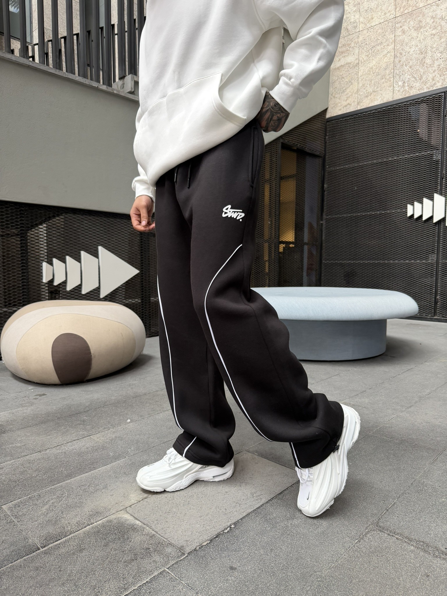 P&B Detaylı Baggy Premium Eşofman - Siyah