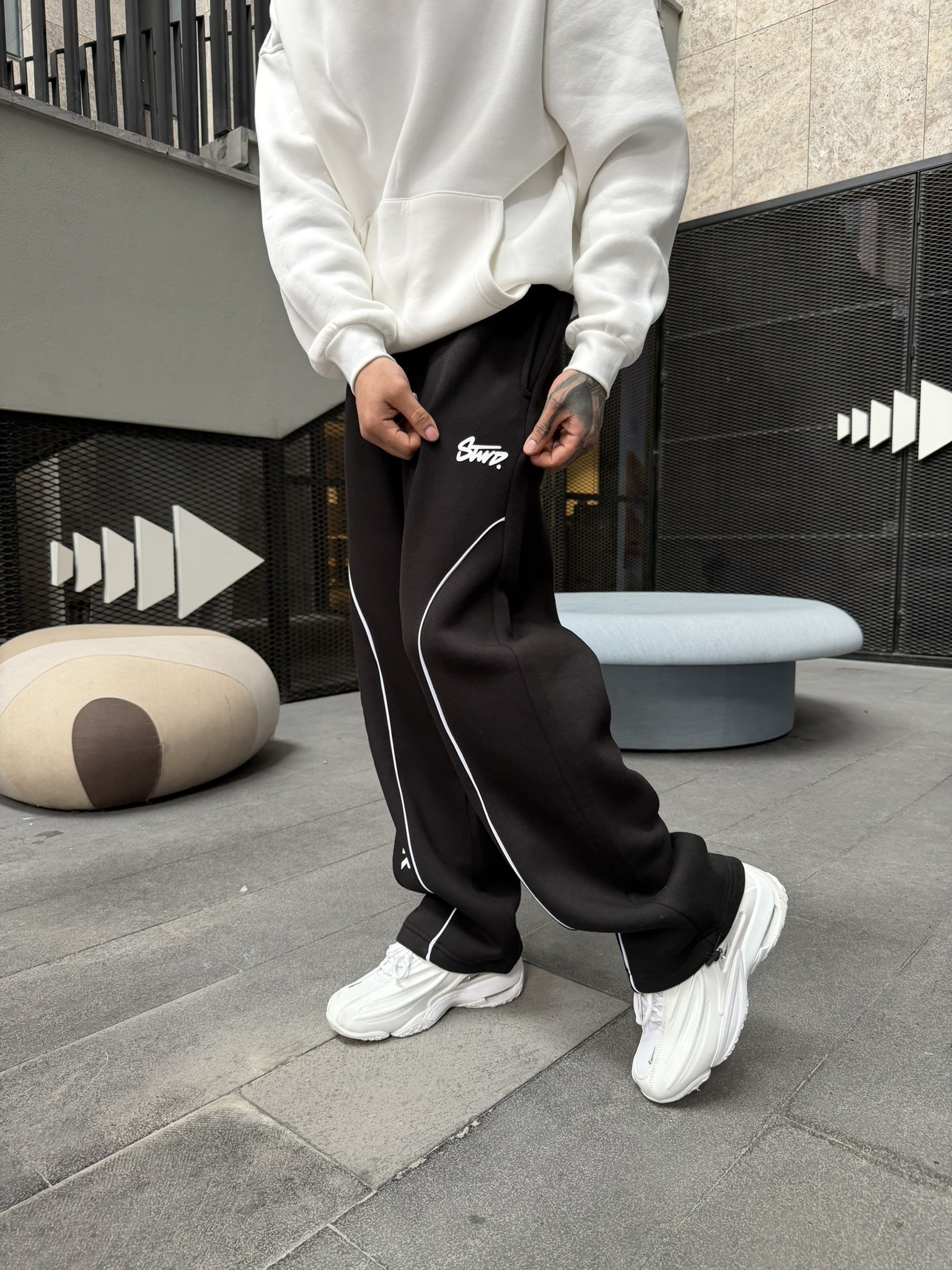 P&B Detaylı Baggy Premium Eşofman - Siyah