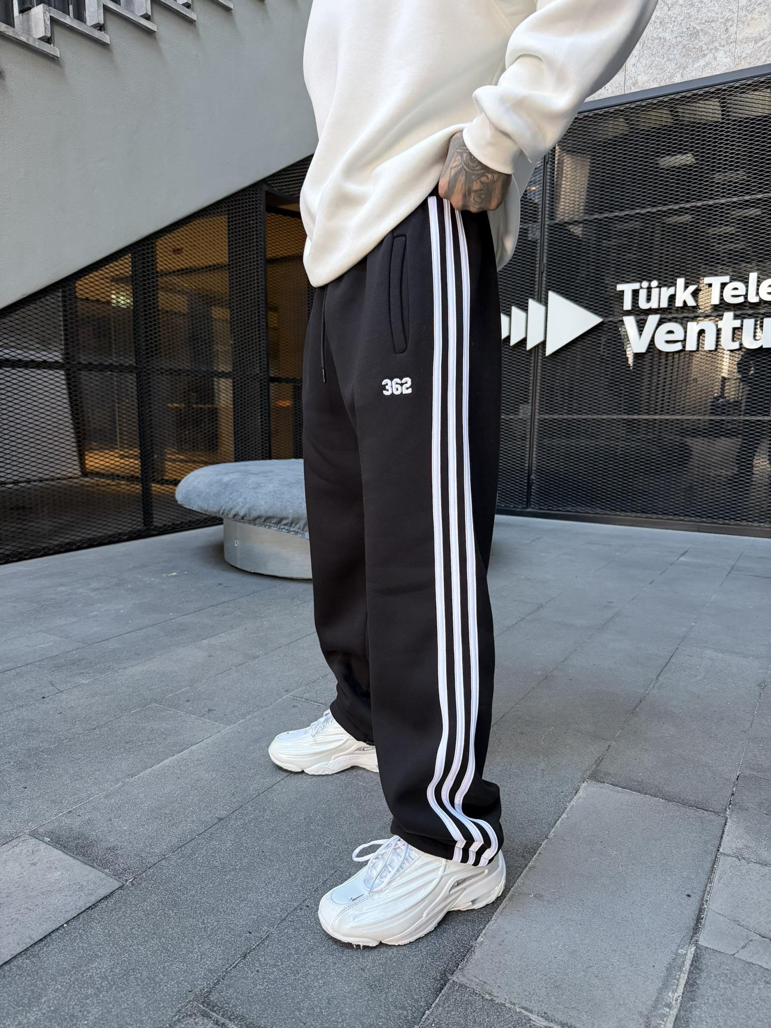 Premium 362 Şeritli Baggy Eşofman - Siyah