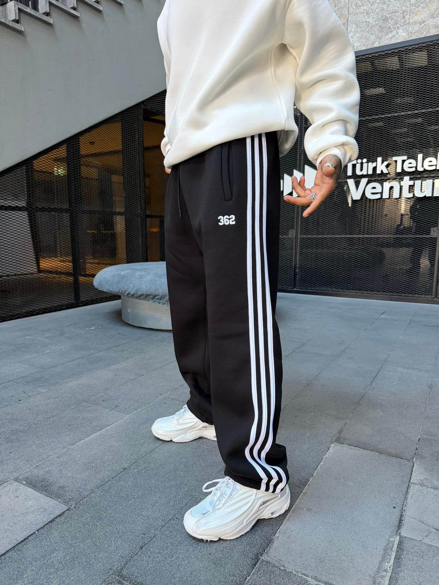 Premium 362 Şeritli Baggy Eşofman - Siyah