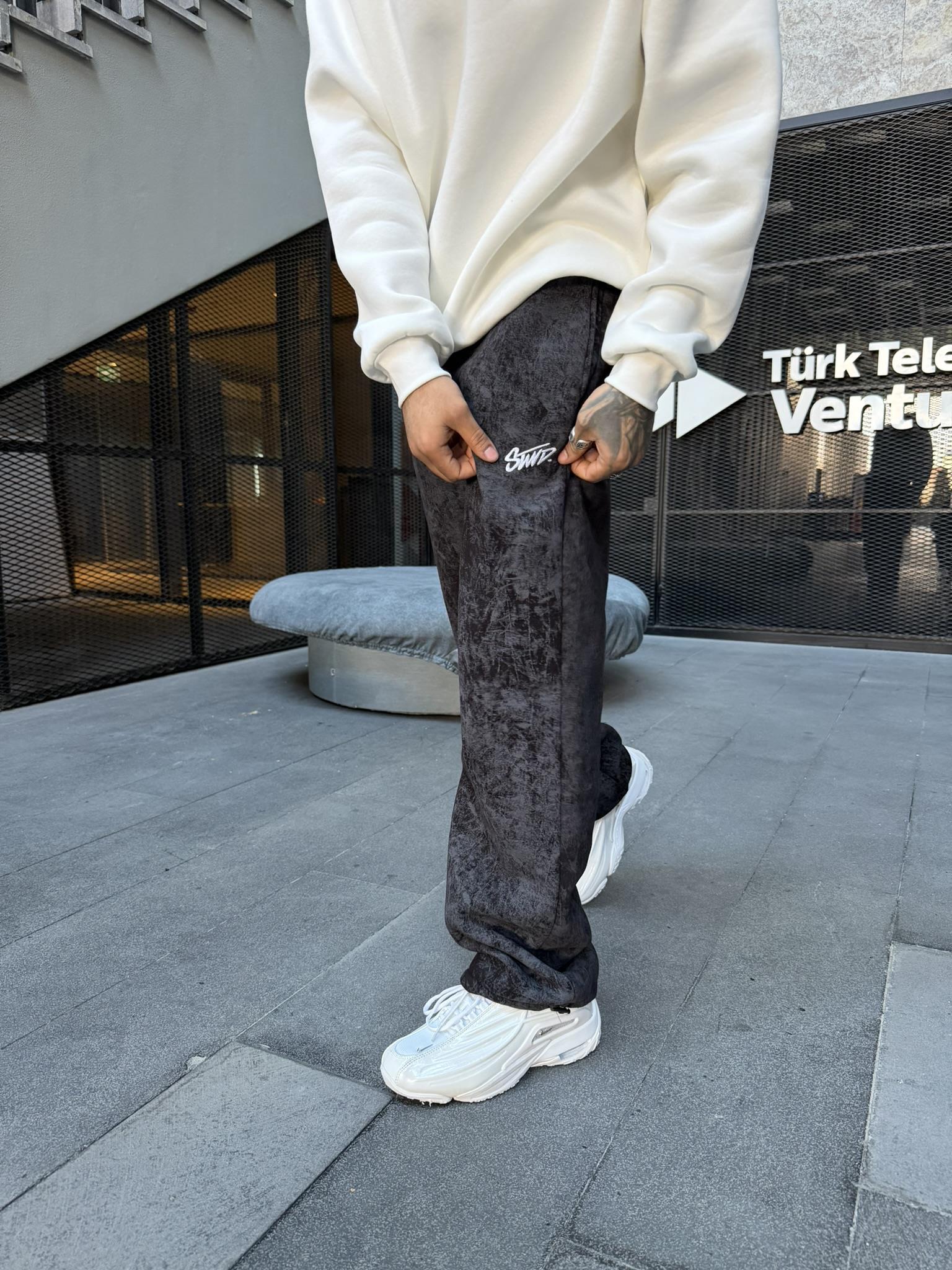 Premium Acid SW Yıkamalı Baggy Eşofman - Siyah