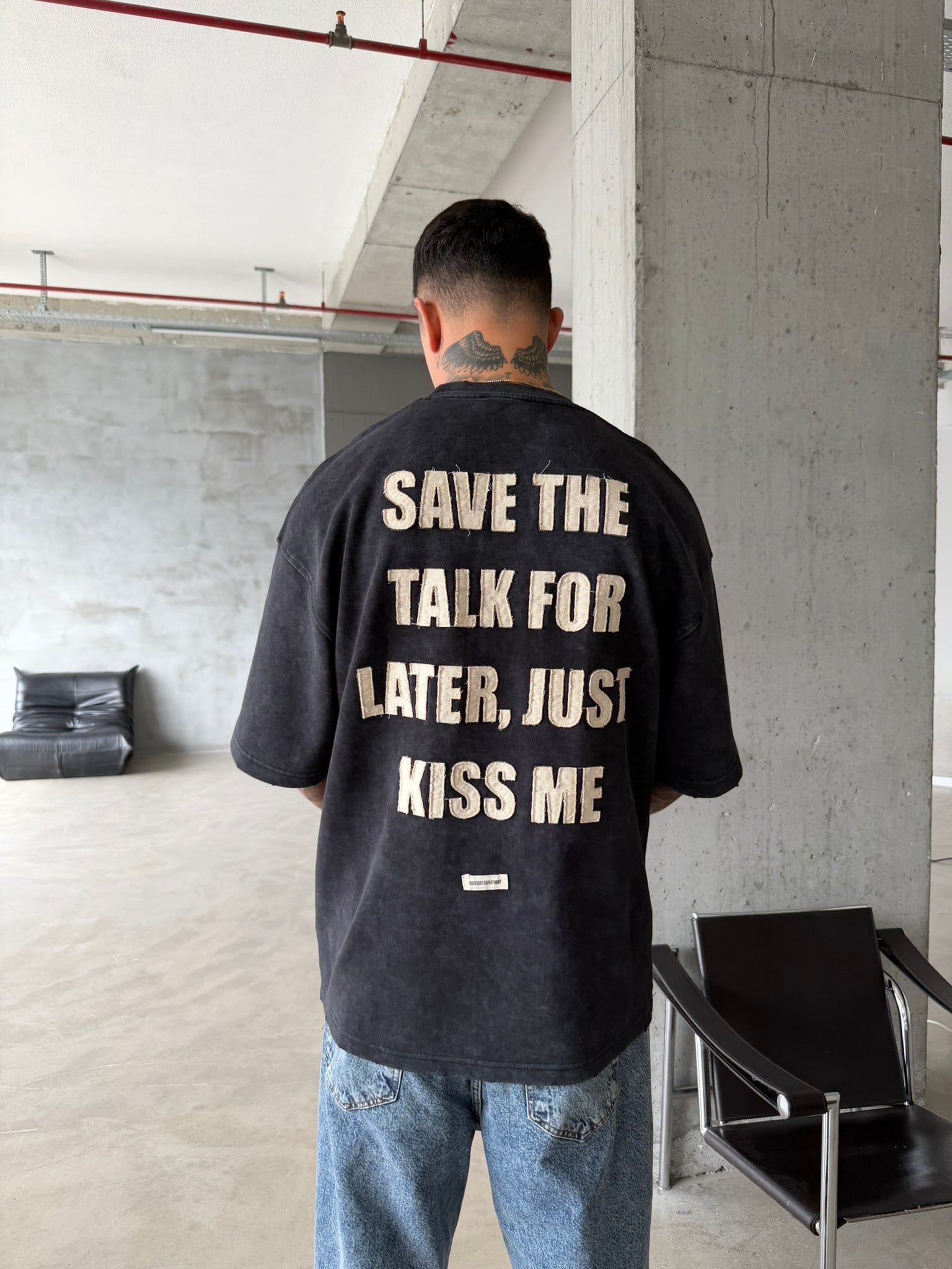 Premium Pacht Detaylı Save The T-Shirt - Siyah