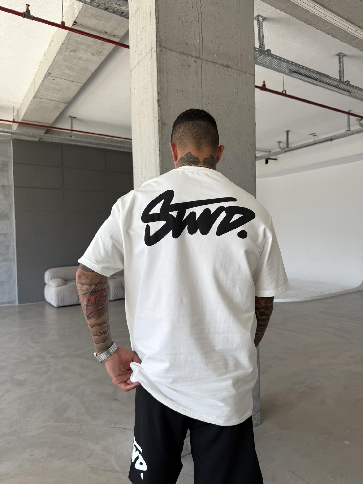 Sırt Baskılı SW T-Shirt - Beyaz