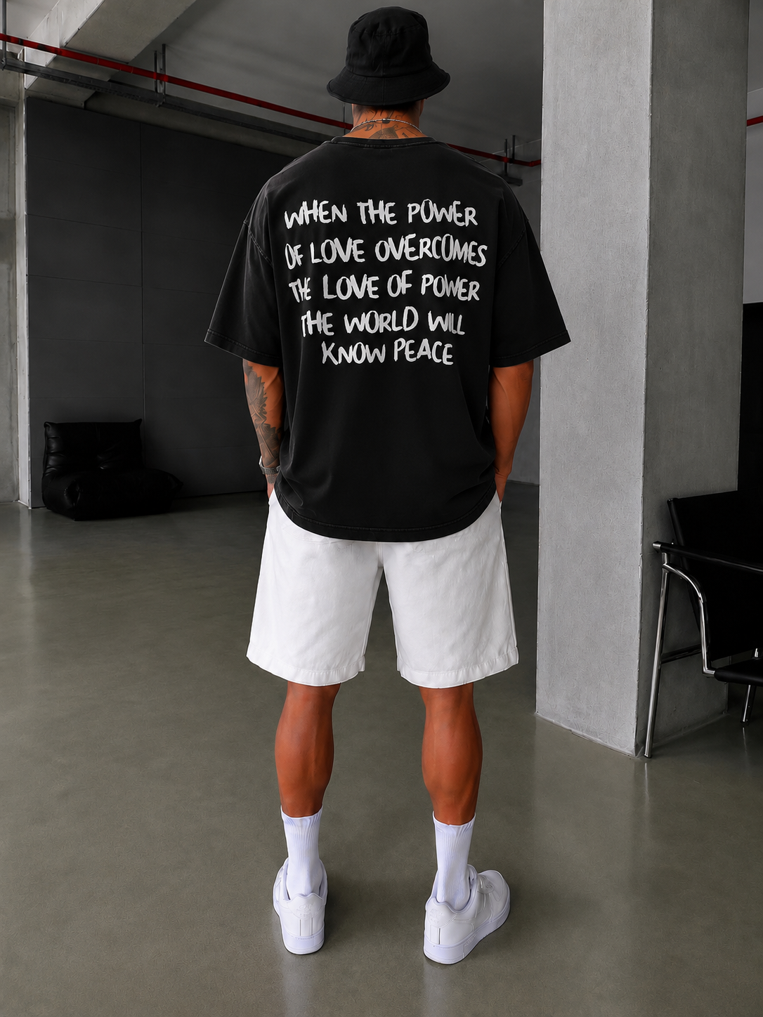Sırt Nakış Detaylı When The Power T-Shirt- Siyah