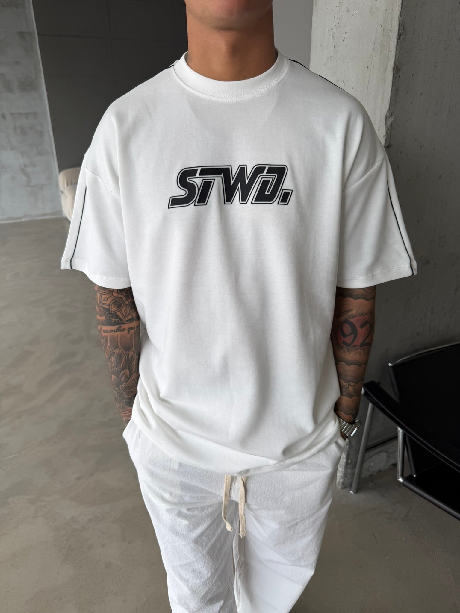 SW Enjeksiyon Baskı T-Shirt - Beyaz