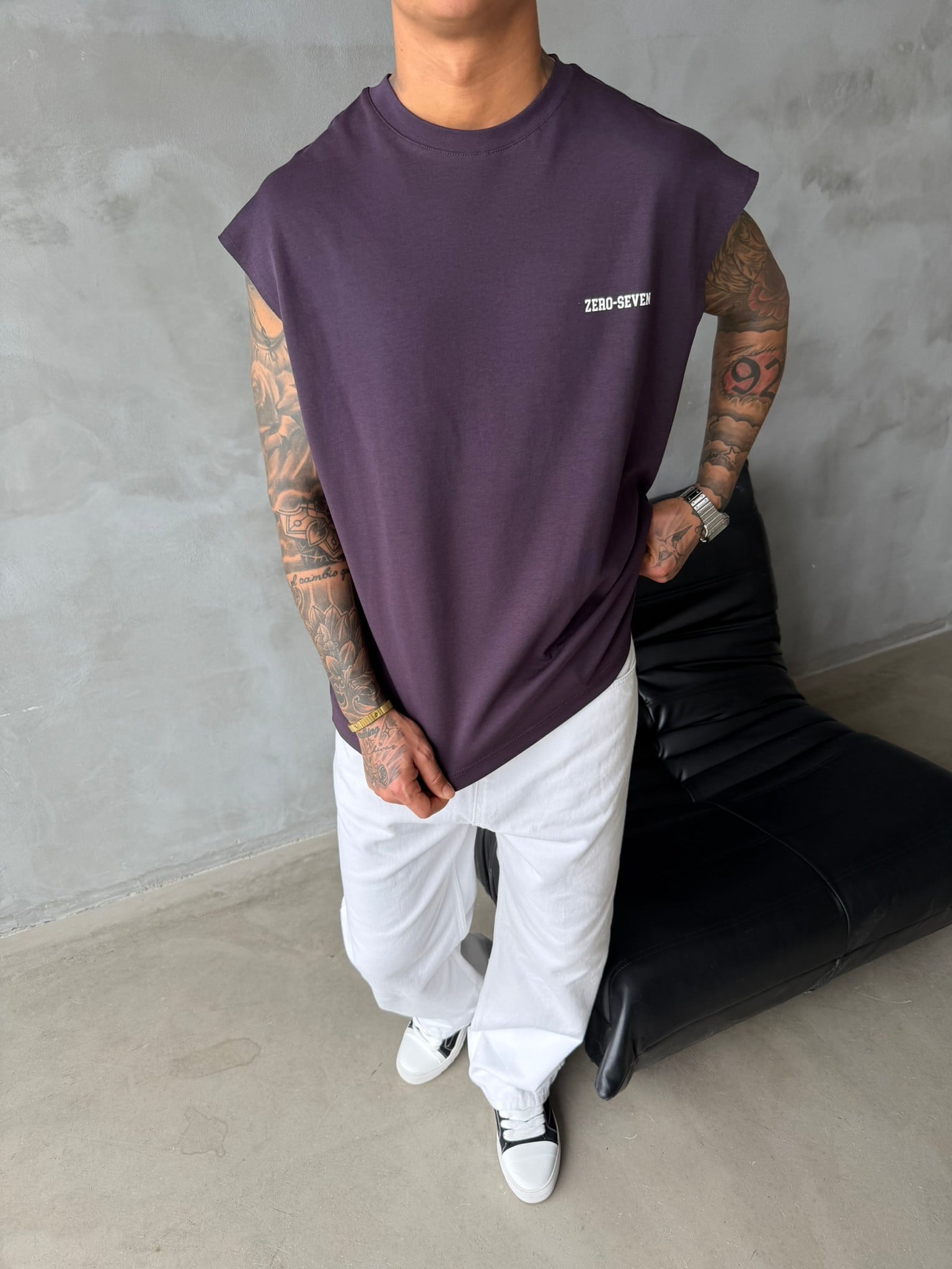 Zero Seven Premium Sıfır Kol T-Shirt - Mürdün