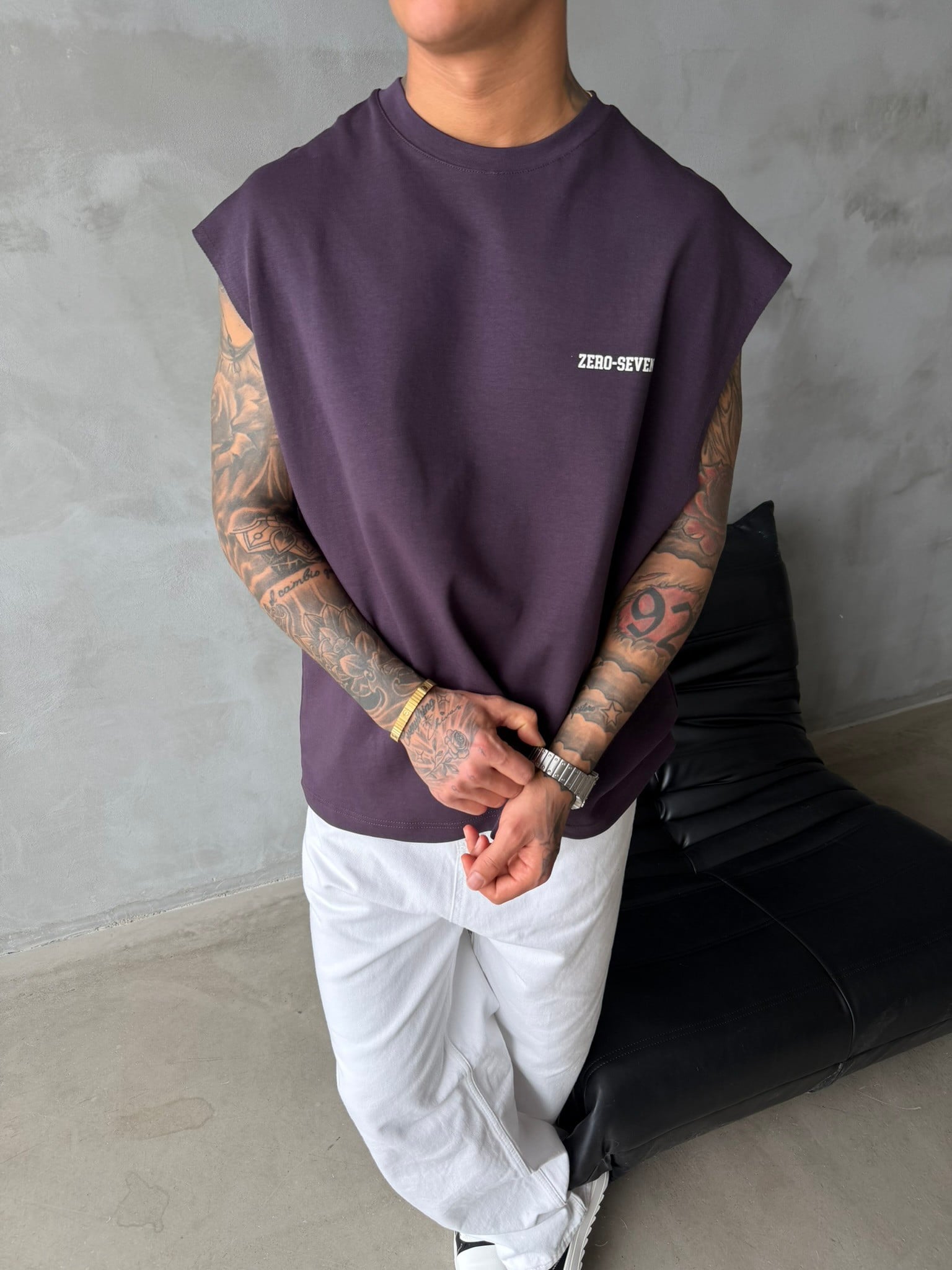 Zero Seven Premium Sıfır Kol T-Shirt - Mürdün