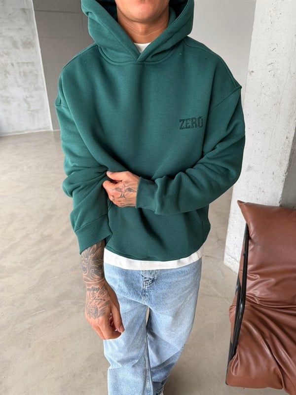 00 Zero Taşlı Sweatshirt - Yeşil
