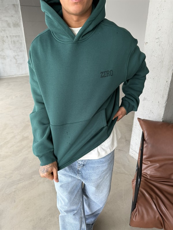 00 Zero Taşlı Sweatshirt - Yeşil