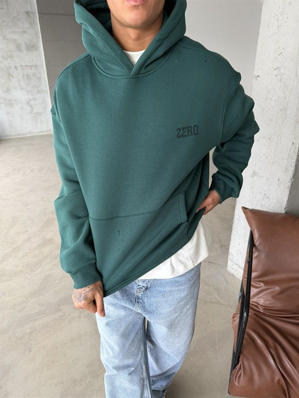 00 Zero Taşlı Sweatshirt - Yeşil