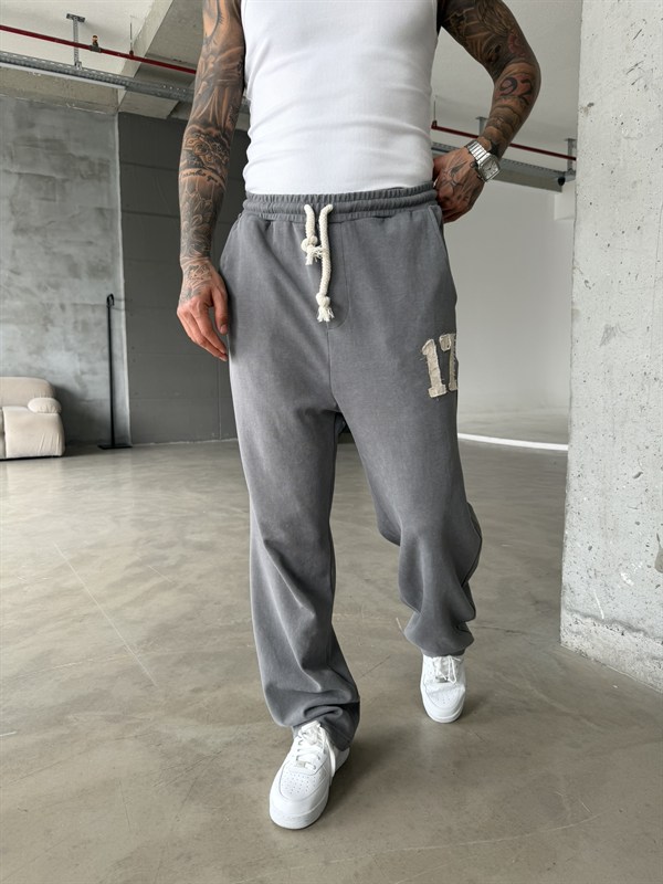 17 Acid Yıkama Premium Baggy Eşofman - Füme