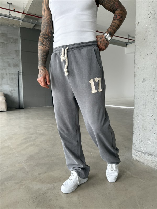 17 Acid Yıkama Premium Baggy Eşofman - Füme