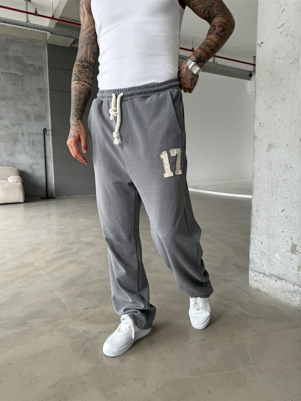 17 Acid Yıkama Premium Baggy Eşofman - Füme