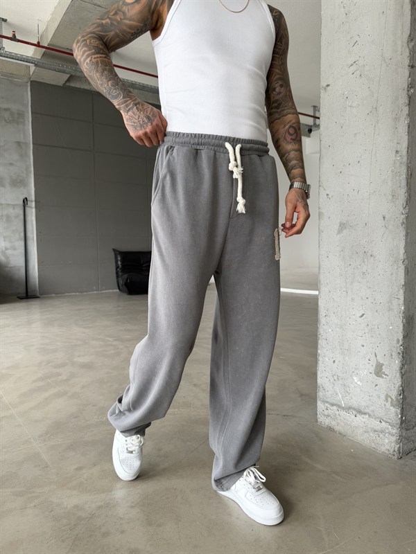 17 Acid Yıkama Premium Baggy Eşofman - Füme