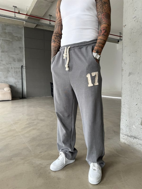 17 Acid Yıkama Premium Baggy Eşofman - Füme