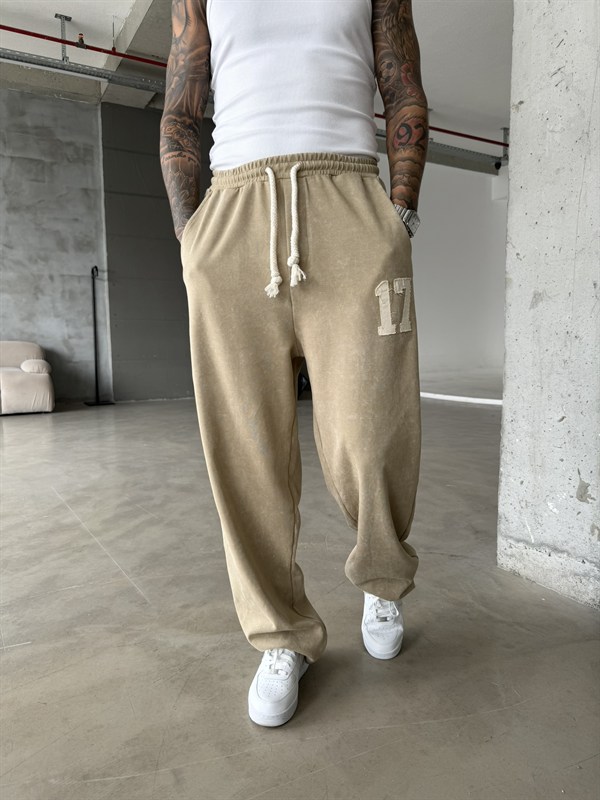17 Acid Yıkama Premium Baggy Eşofman - Haki
