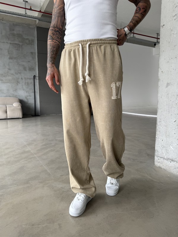 17 Acid Yıkama Premium Baggy Eşofman - Haki