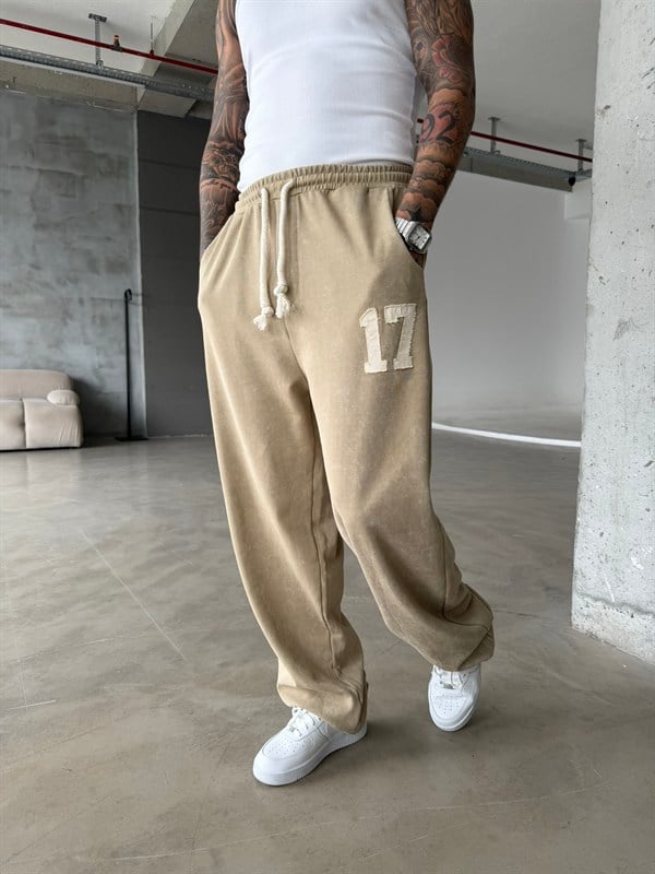 17 Acid Yıkama Premium Baggy Eşofman - Haki