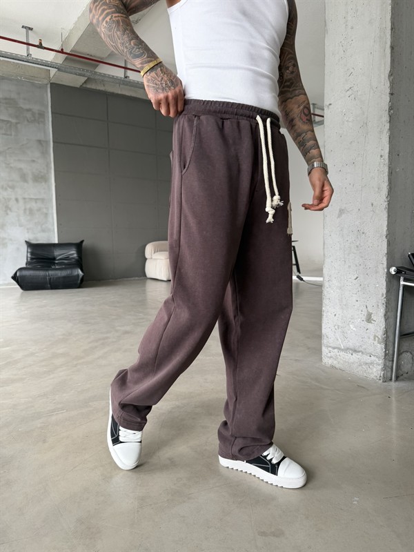 17 Acid Yıkama Premium Baggy Eşofman - Kahve