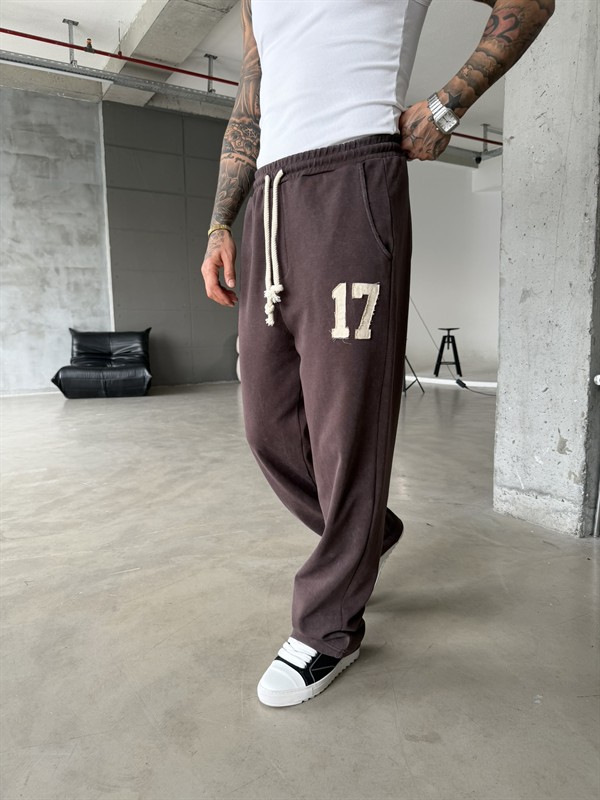 17 Acid Yıkama Premium Baggy Eşofman - Kahve