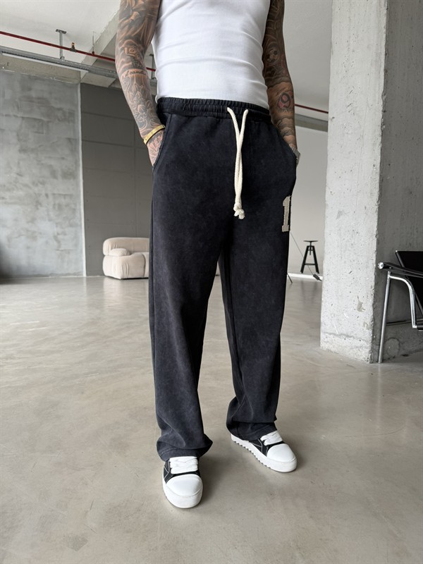 17 Acid Yıkama Premium Baggy Eşofman - Siyah
