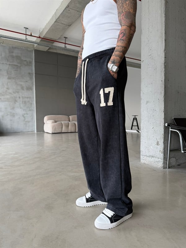 17 Acid Yıkama Premium Baggy Eşofman - Siyah
