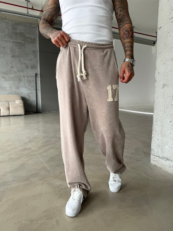 17 Acid Yıkama Premium Baggy Eşofman - Taş