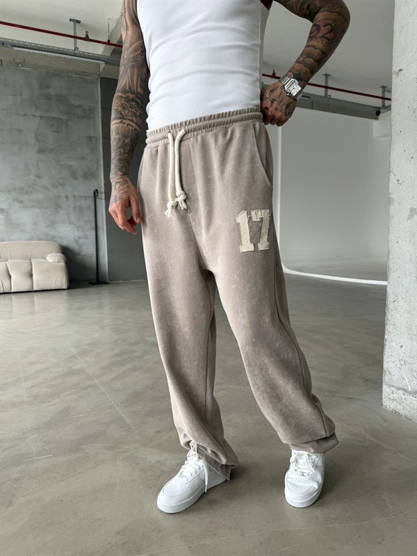 17 Acid Yıkama Premium Baggy Eşofman - Taş
