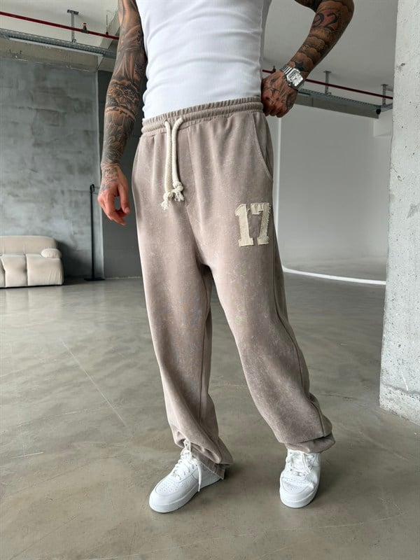 17 Acid Yıkama Premium Baggy Eşofman - Taş