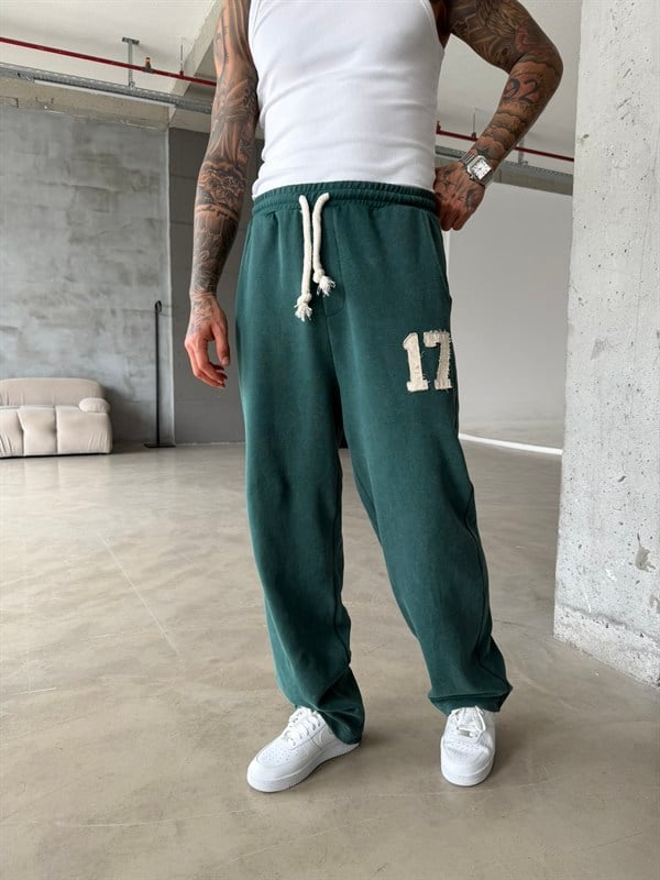 17 Acid Yıkama Premium Baggy Eşofman - Yeşil