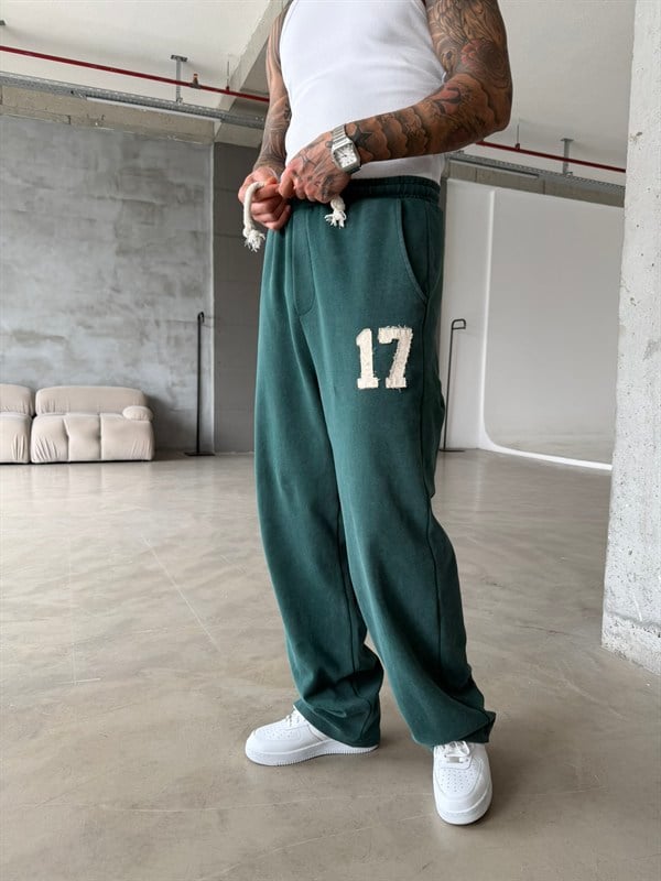 17 Acid Yıkama Premium Baggy Eşofman - Yeşil